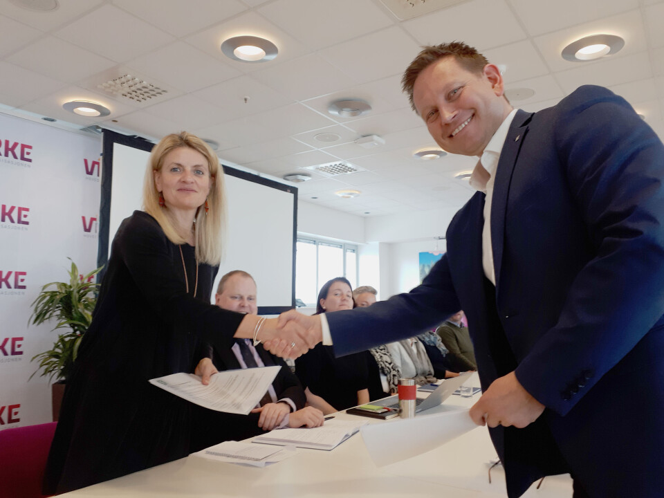 INger Lise Blyverket (Virke) og Vegard Einan (YS). Foto: Anne-Lene Gabrielsen