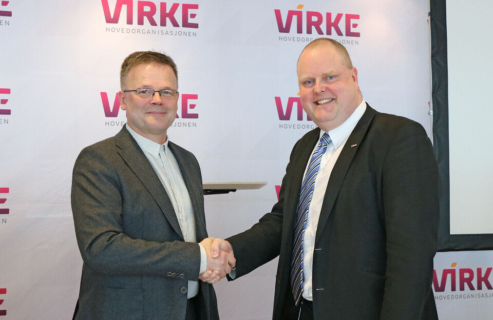 Enighet: Leder for tariff i Virke, Bård Westbye (t.h), og Nestleder i YS Privat, Eirik Bornø. Foto: Liv Hilde Hansen.