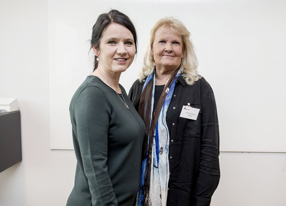 Spekter-leder Anne-Kari Bratten og forhandlingsleder for YS Spekter, Lizzie Ruud Thorkildsen. Foto: Gorm K. Gaare/Parat.