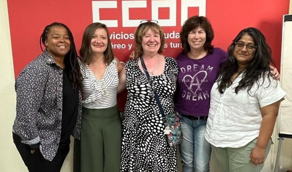 F.v.: Kethura fra USA, Mila fra ETF, Anneli Nyberg i Parat og kvinnerepresentant i ETF, Daniela, kvinnerepresentant i ITF, og Rhea fra ITF. Foto: Privat
