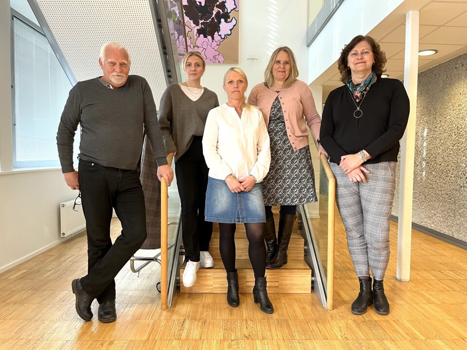 Parats forhandlingsdelegasjon på reiselivsavtalen. F.v.: Thomas Lilloe, Tonje Krakeli Sneen, Hilde Tysse, Linda Nordvold og Evy Lindseth. Foto: Helene Husebø