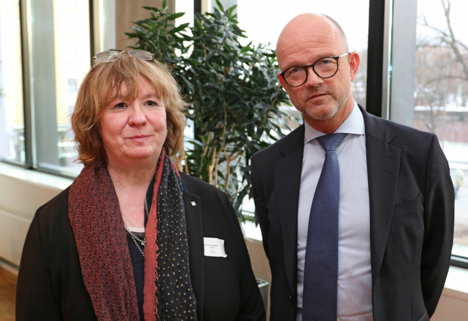 Leder i YS Privat, Anneli Nyberg, og administrerende direktør i NHO, Ole Erik Almlid, møtes til mekling 14. april. Foto: Vetle Daler.