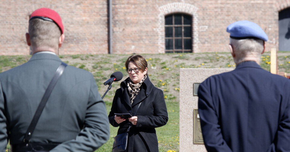 Stortingspresident Tone Trøen under minnemarkeringen på Akershus festning. Foto: Arve Sigmundstad