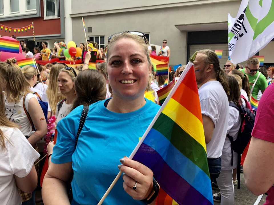 Parats nestleder Unn Kristin Olsen på Oslo Pride. Foto: Helene Husebø