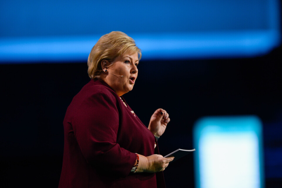 Erna Solberg besøkte NHOs årskonferanse onsdag. Foto: Martin Slottemo Lyngstad/NHO