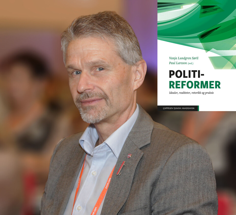 Forbundsleder i Norges, Geir Krogh, kommenterer boken «Politireformer». Foto: Trygve Bergsland