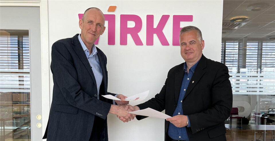 F.v.: Torgeir Kroken fra Virke og Parats forhandlingsleder Kjell Morten Aune. Foto: Helene Husebø