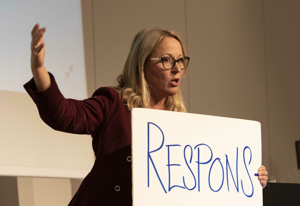 Marit Moum Aune begeistret med konkrete, kloke råd til lederne på Parats lederkonferanse.