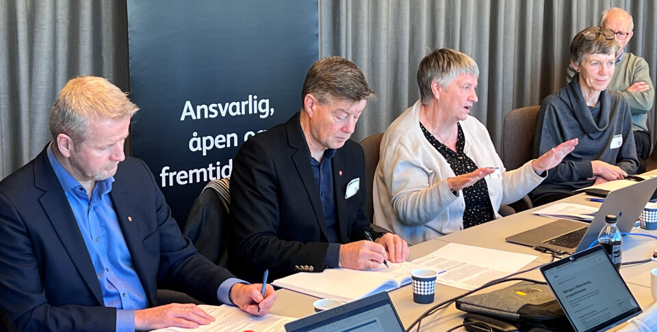 DFØs Vivi Lassen redegjør for evalueringen av nærpolitireformen på NPLs lederkafe onsdag. Foto: Vetle Daler