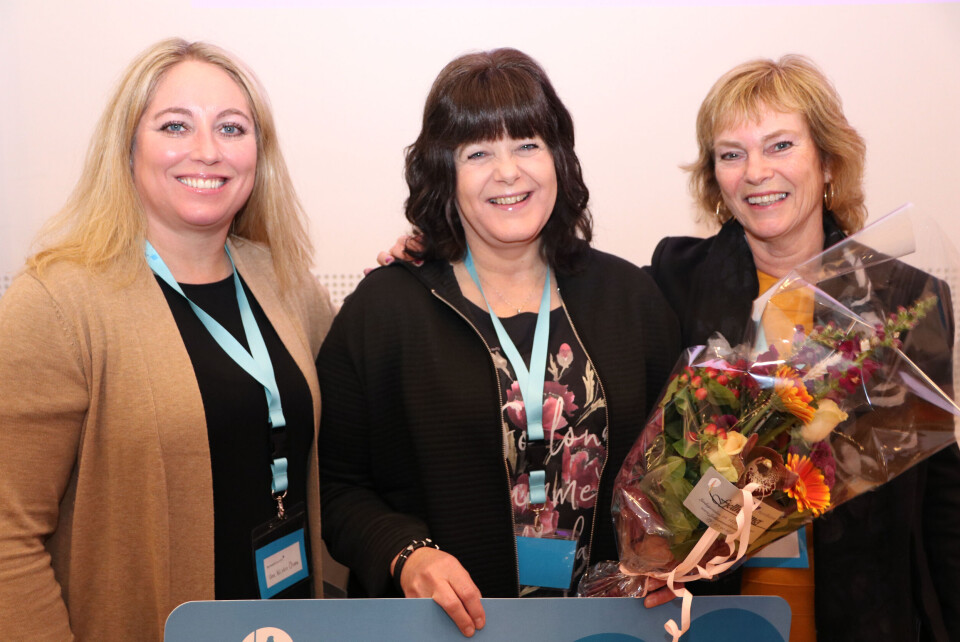 Parat-leder Unn Kristin Olsen, Liv Norlid og Farmasiforbundet-leder Irene Hope. Foto: Vetle Daler