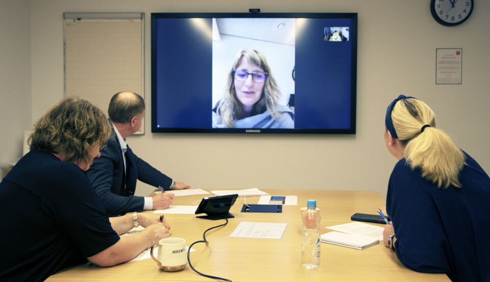 F.v.: Nestleder Anneli Nyberg, generalsekretær Trond Reidar Hole, statssekretær Ingelin Noresjø (KrF) og leder Unn Kristin Olsen. Foto: Helene Husebø
