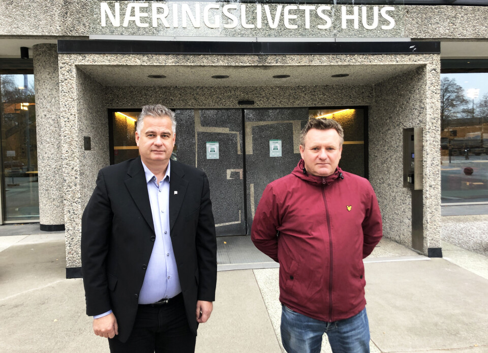 Forhandlingsleder i Parat, Kjell Morten Aune, og Bård Henning Midtbøen, hovedtillitsvalgt i Stendi AS. Foto: Helene Husebø