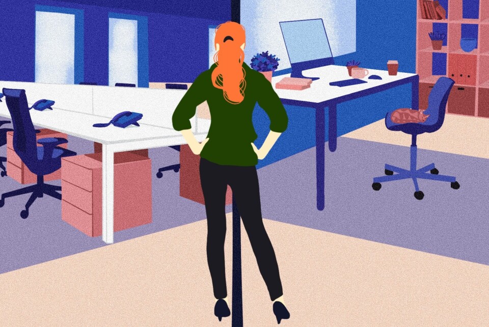 Hjemmekontoret er både elsket og hatet. Vil det bli mer permanente hjemmekontorløsninger framover, eller går vi sakte, men sikkert fullstendig tilbake til kontorene etter restriksjonene er løftet? Illustrasjon: Ane Løvereide