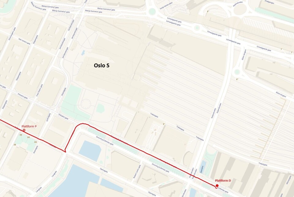 Buss nummer 81, holdeplasser ved Oslo S
