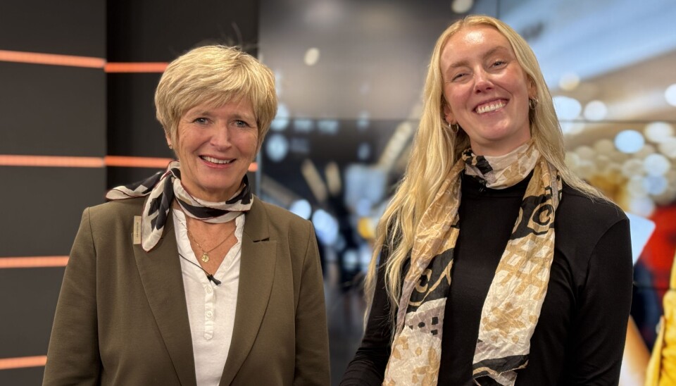 Helene Husebø fra aParat og Ann Kristin Mobakk fra Gjensidige forteller om medlemsfordelene i Gjensidige. 23. septemer 2025