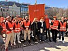 Parat-medlemmer i streik på riksavtalen 2026 samlet rundt Parat-fanen